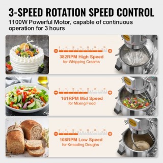 Επαγγελματικό Μίξερ Τροφίμων VEVOR 18.7L 3-Ταχυτήτων 1100W για Εστι... Επαγγελματικό Μίξερ Τροφίμων VEVOR 18.7L 3-Ταχυτήτων 1100W για Εστι...