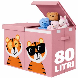 BAKAJI Διπλό Πτυσσόμενο Κουτί Αποθήκευσης Παιχνιδιών με Ζώα 80L σε ...