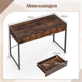 Costway Γραφείο με 2 Συρτάρια, Ρουστίκ Καφέ CB10932CF