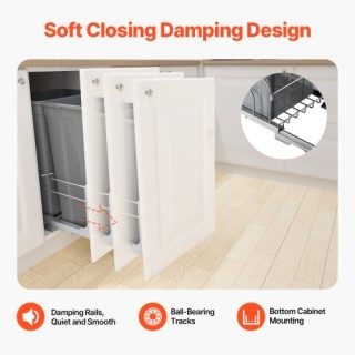 VEVOR Διπλός Συρόμενος Κάδος Απορριμμάτων Κουζίνας Soft Close Γκρι ... VEVOR Διπλός Συρόμενος Κάδος Απορριμμάτων Κουζίνας Soft Close Γκρι ...