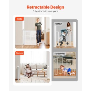 VEVOR Πτυσσόμενη Πύλη Ασφαλείας για Παιδιά και Κατοικίδια, Λευκή WZ...