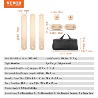 Παιδική Δοκός Ισορροπίας VEVOR - Σετ 3 Τεμαχίων  ETPHMMZSBMZGCCA3QV0