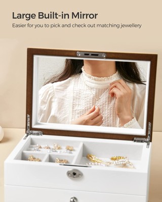 SONGMICS Ξύλινη Μπιζουτιέρα - Κοσμηματοθήκη 3 Επιπέδων με Κλειδαριά... SONGMICS Ξύλινη Μπιζουτιέρα - Κοσμηματοθήκη 3 Επιπέδων με Κλειδαριά...