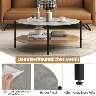 Costway Τραπεζί Οβάλ  Σαλονιού με Κεραμική Επιφάνεια  110x60x45cm J...