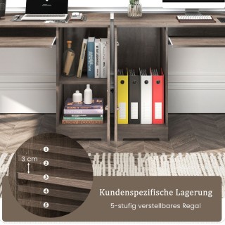 Costway Γκρι Γραφείο Γωνιακό με Φορτιστή, Πληκτρολόγιο & 2 Συρτάρια...