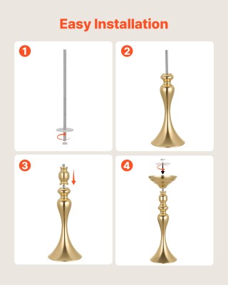 VEVOR Χρυσό Βάζο Γάμου 38εκ, Κρυστάλλινο Κεντρικό Διακόσμησης (16 τ...