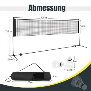 Costway Ρυθμιζόμενο Δίχτυ Μπαντμιντόν με Βάση & Θήκη Μεταφοράς, Περ...