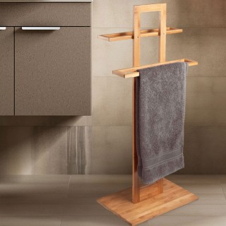 BAKAJI  Βάση Πετσέτας Δαπέδου Από Ξύλο Μπαμπού 2 Βραχίονες Στήλη Μπ...