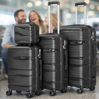 PROVITERA Σετ 4 Σκληρές Βαλίτσες από Πολυπροπυλένιο σε Μαύρο Χρώμα ...