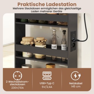 Costway Καροτσάκι αποθήκευσης 13 εκ., 4 επιπέδων, με σταθμό φόρτιση...