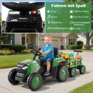 Costway Ηλεκτρικό όχημα τρακτέρ για παιδιά με αποσπώμενο ρυμουλκό &...