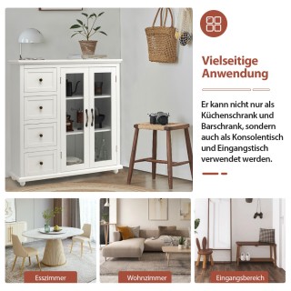 Costway Μοντέρνος Λευκός Μπουφές με 4 Συρτάρια & Ρυθμιζόμενο Ράφι J...