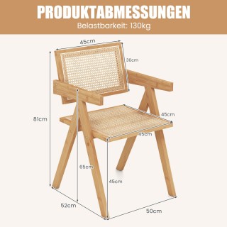 Costway Σετ 2 Καρεκλών Τραπεζαρίας/Κουζίνας από Μπαμπού και Συνθετι...