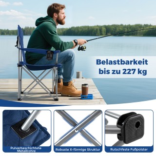 Costway Πτυσσόμενη Καρέκλα Camping με Θερμόσακο & Θήκη Ποτηριού, Αν...