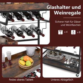 Costway  Πολυλειτουργικό Σερβιτόρος Vintage Καροτσάκι Κουζίνας με Α...