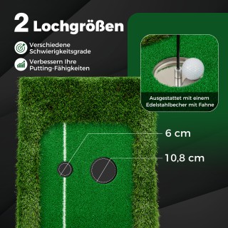Costway Φορητό Πράσινο Προπονητικό Σετ Γκολφ 3μ με Μήκη 2 Τρυπών κα...