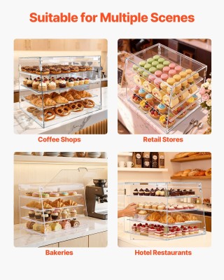 VEVOR Εμπορική Προθήκη Ζαχαροπλαστικής 4 Επιπέδων, Διάφανο Ακρυλικό...