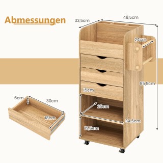 Costway Καροτσάκι Αποθήκευσης με 3 Συρτάρια & 2 Ράβδους & 3 Διαμερί... Costway Καροτσάκι Αποθήκευσης με 3 Συρτάρια & 2 Ράβδους & 3 Διαμερί...