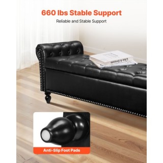 VEVOR Μαύρο Δερμάτινο Μπαούλο με Κομψά Χαρακτηριστικά PZWSZYXTK617Z...