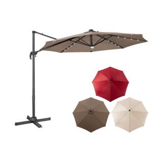 Costway Ηλιακή Ομπρέλα με LED Φώτα (Καφέ, Ø300 x 253 cm) NP10287CF
