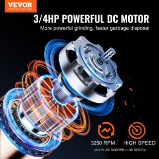 VEVOR  Απορριμματοφάγος 3/4 HP 3930 RPM EZ Connect  GDLJCLQ34HPZ3F8...