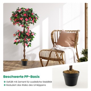 Costway Τεχνητό Δέντρο 150 εκ. σε Γλάστρα με 252 Άνθη & Φυσικά Φύλλ...