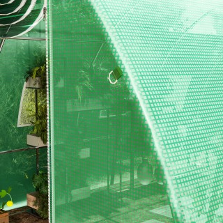 Outsunny Σερρα Θερμοκηπίου PE με 8 Παράθυρα, Πόρτα Ρολό και Ενσωματ...