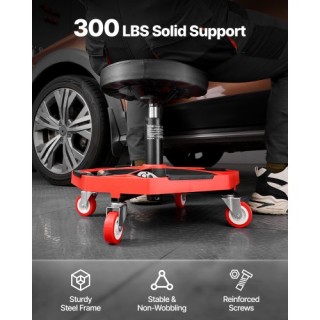 VEVOR Ρυθμιζόμενο Σκαμπό Μηχανικού με Ρόδες 300 lbs Φορτίο YXXCDDJL...