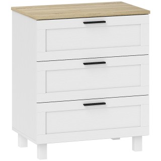 HOMCOM Συρταριέρα 3 Συρταριών Μοντέρνα σε Ξύλο, 60x38x71 εκ., Λευκή...