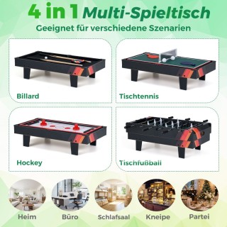 Costway Πολυλειτουργικό Τραπέζι Παιχνιδιών 4-σε-1: Μπιλιάρδο, Πινγκ...