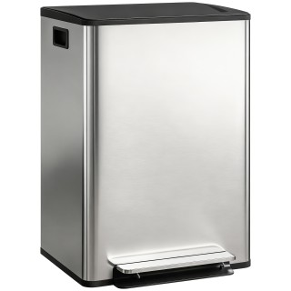 HOMCOM Κάδος Απορριμμάτων με Πεντάλ με 2 Διαμερίσματα 30L, Με Αποσβ...