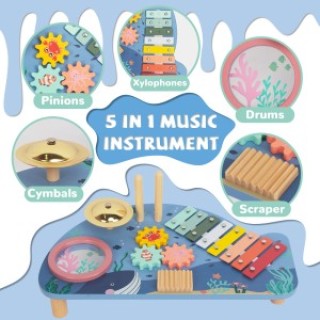 ECOTOYS Τραπέζι με μουσικά όργανα, ξυλόφωνο κύμβαλo τσέκα θαλάσσιο ... ECOTOYS Τραπέζι με μουσικά όργανα, ξυλόφωνο κύμβαλo τσέκα θαλάσσιο ...