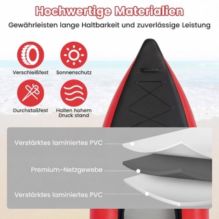 Costway Σετ Φουσκωτό Καγιάκ Κόκκινο με Κουπιά Αλουμινίου και Επενδε...