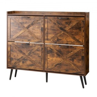 VEVOR Παπουτσοθήκη με 4 Αναδιπλούμενα Συρτάρια, Καφέ, Ιδανική για Ε...