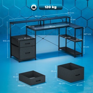 HOMCOM Γραφείο Gaming με Θέσεις Αποθήκευσης και 2 Υποστηρίγματα για...