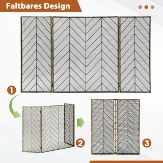 Μεταλλικό Προστατευτικό Τζακιού με 3 Πάνελ 133 x 78 cm  Χρώματος  Χ...