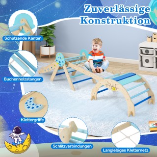 Costway Σύστημα Αναρρίχησης 9 σε 1 Montessori με Τόξο, Σχοινί & Σκά...