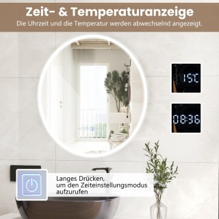 Costway Καθρέφτης μπάνιου με αντιθαμβωτική λειτουργία, ρολόι, διακό... Costway Καθρέφτης μπάνιου με αντιθαμβωτική λειτουργία, ρολόι, διακό...