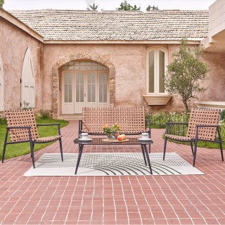 Shally Dogan  Σετ Κήπου 4 Θέσεων με 2 Καρέκλες και Καναπέ με Πλεκτό...