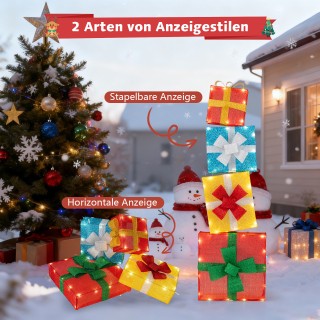 Costway Σετ Χριστουγεννιάτικης Διακόσμησης 2D με LED Φώτα - Πολύχρω...