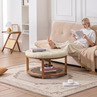 VEVOR Στρογγυλό Λινό Σκαμπό/Τραπέζι με Ράφι, 81 cm BYJDYXWSJKFSU67U...