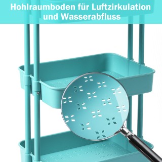 Costway Πολυλειτουργικό Τρόλεϊ Αποθήκευσης 3 Επιπέδων σε Τιρκουάζ Χ...