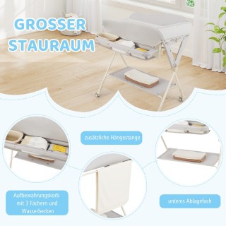 Costway Πτυσσόμενος Σταθμός Αλλαγής Μωρού με Λεκάνη Νερού και Γκρι ...