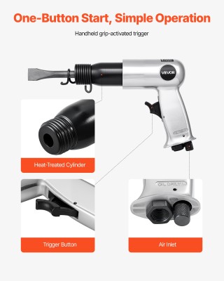 VEVOR Κιτ Πνευματικού Σφυριού Air Hammer με 4 Καλέμια 3500 BPM 12 C...