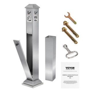 VEVOR Δοχείο Αποτσίγαρων με 4 Ανοίγματα Ανοξείδωτο Ατσάλι Ασημί SYY...