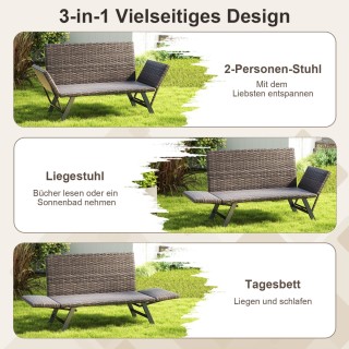 Costway Μετατρέψιμος Καναπές Βεράντας με Ρυθμιζόμενα Μπράτσα και Αν...