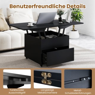 Costway Τραπέζι σαλονιού με ρυθμιζόμενη επιφάνεια 3-σε-1 αναδιπλούμ...