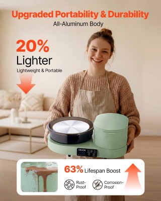 VEVOR Ηλεκτρικός Τροχός Κεραμικής για Ενήλικες 28 εκ., 450W, 30-300...