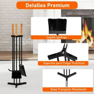 Costway Σετ 4 τεμαχίων τζακιού από ανθεκτικό μέταλλο με σκαλιστήρι,... Costway Σετ 4 τεμαχίων τζακιού από ανθεκτικό μέταλλο με σκαλιστήρι,...