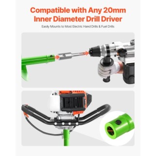 VEVOR Τρυπάνι Εδάφους 7.87 x 31.1 in Σπειροειδής Γεωτρύπανος Φύτευσ...